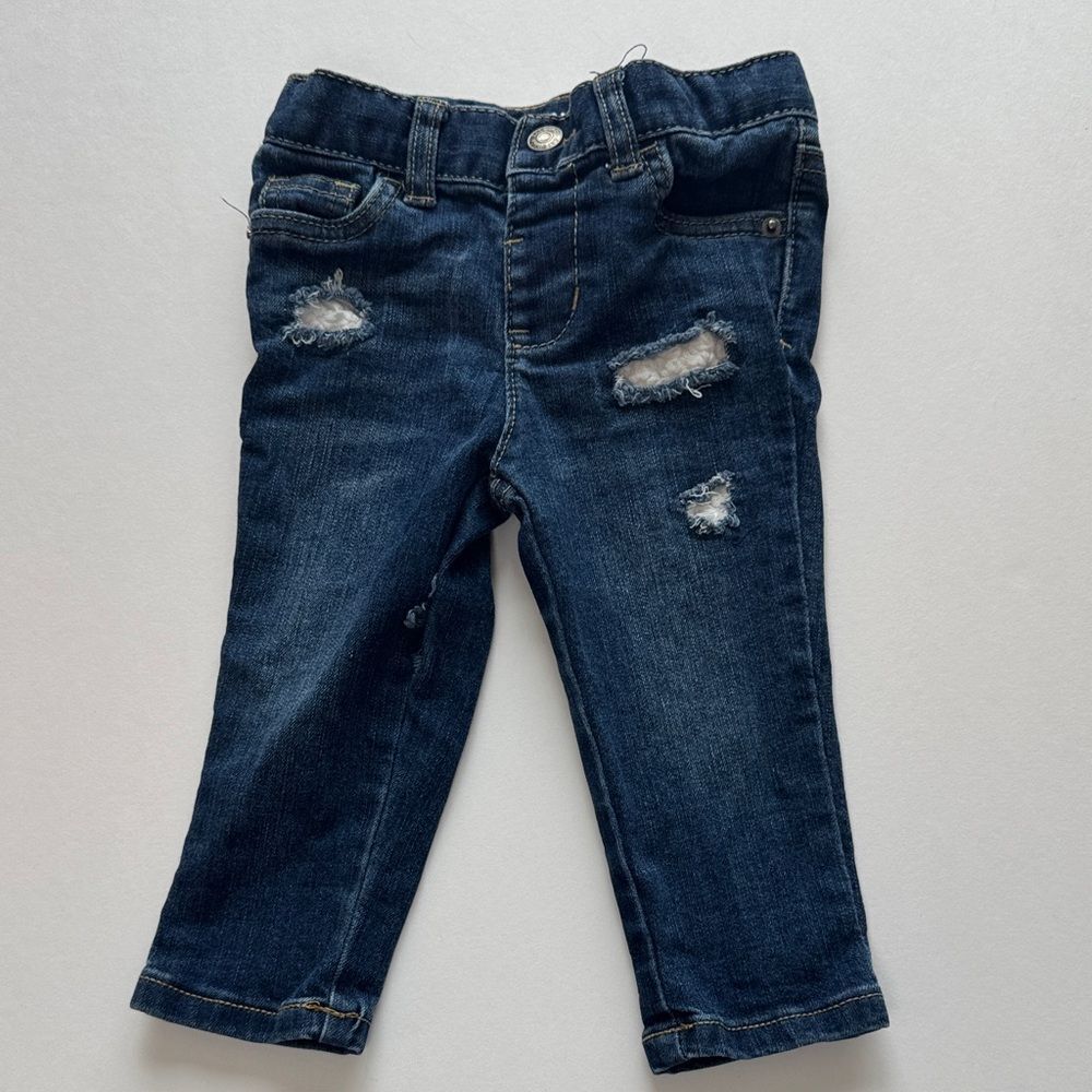 NWOT Cat & Jack Baby Girls Blue Distressed Skinny Jeans Size 18 Months